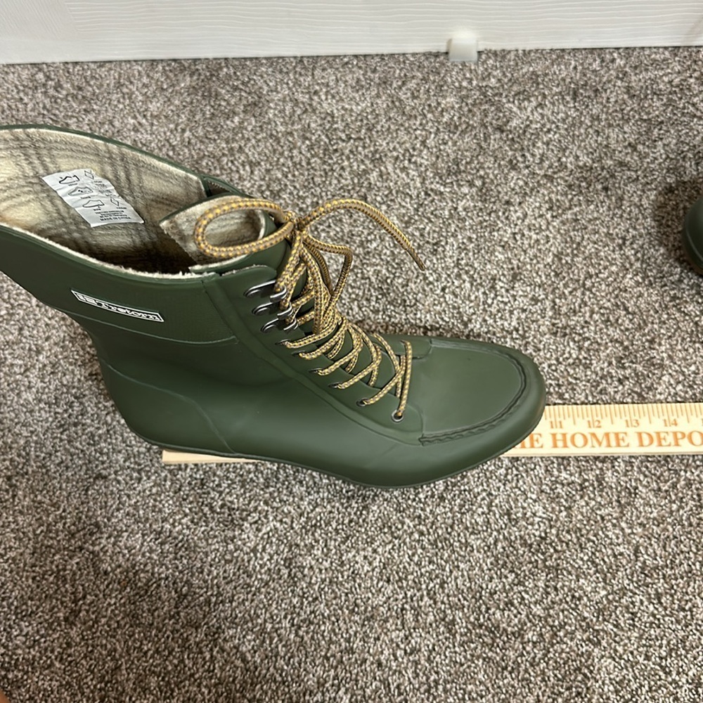 Tretorn Green Lace-Up Wedge Rain Boots - Picture 9 of 13
